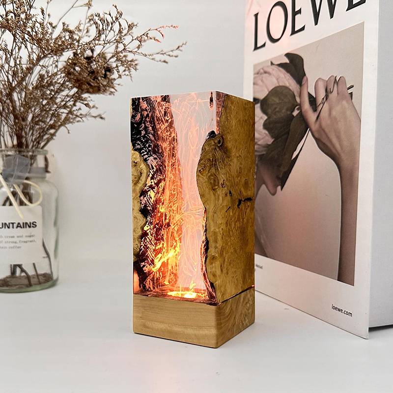 Resin Art Lamp - 수중 동굴 테마 생물 레진 테이블