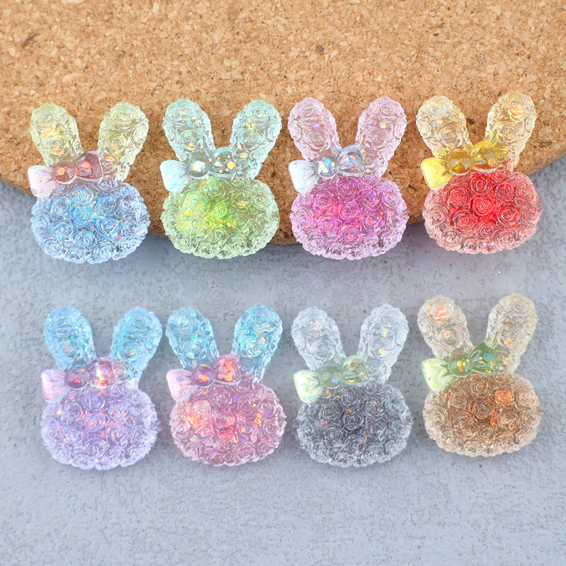 Resin Art Materials - 5PCS 18*25mm 빛나는 그라데이션 토끼 수지