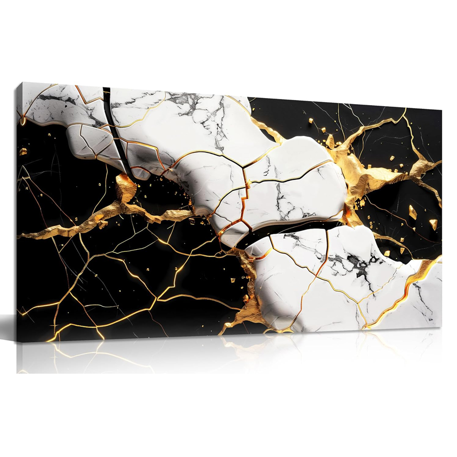 Resin Art Images - 블랙 골드 질감 추상 이미지 벽