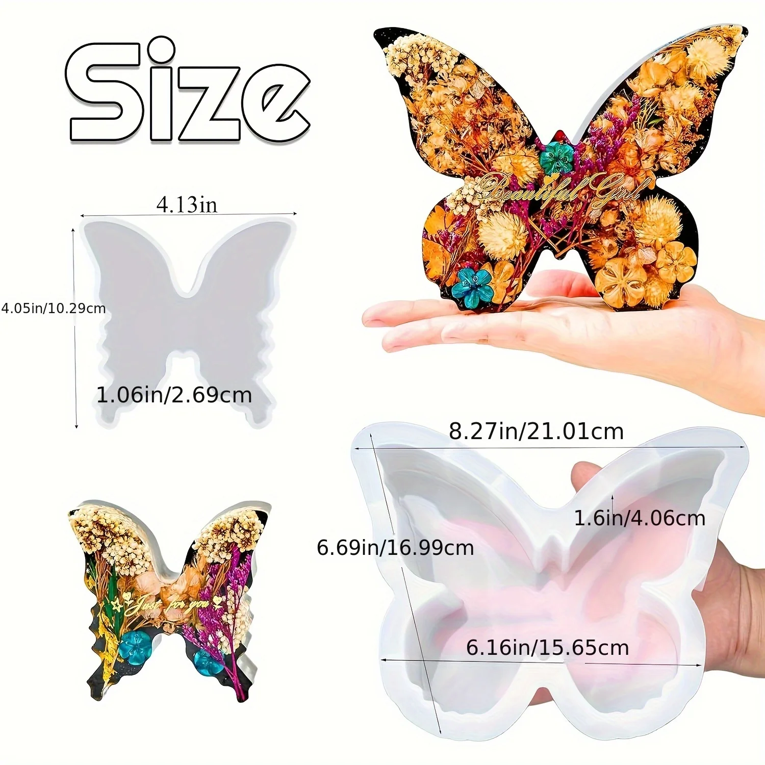나비 패턴이 있는 두 가지 크기의 나비 수지 몰드 세트 - Resin Art Guide 리뷰 및 가격