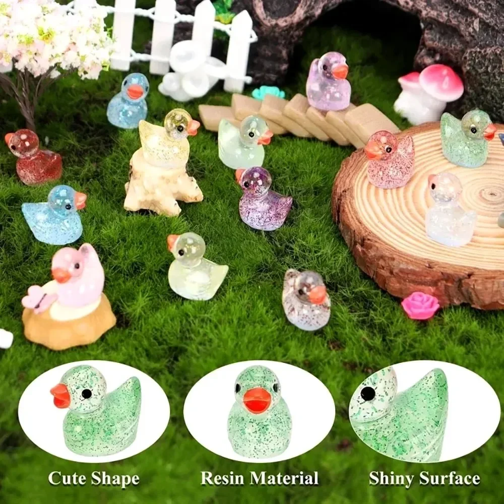 마이크로 풍경 귀여운 반짝이는 핑크색 작은 노란 오리  - Resin Art Materials 리뷰 및 가격