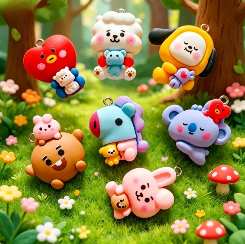 7pcs BT21 수지 만화 참 DIY 액세서리 공예  - Resin Art Materials 리뷰 및 가격